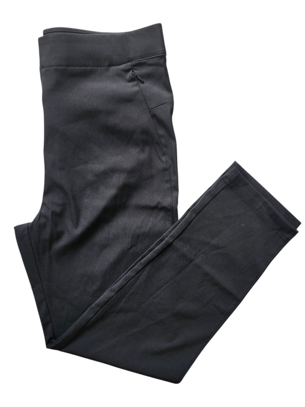 Lole Black Straight Leg Pants Women's Size 10 Stretch Travel Career Zip Pocket